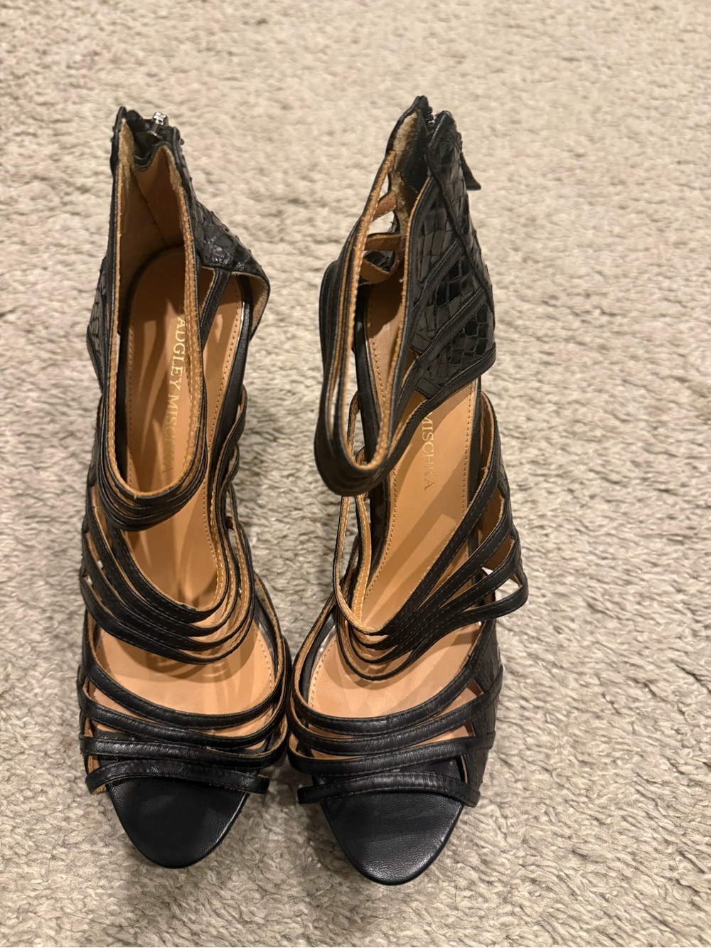 Badgley Mischka Black Strappy Open-Toe Evening Heels
